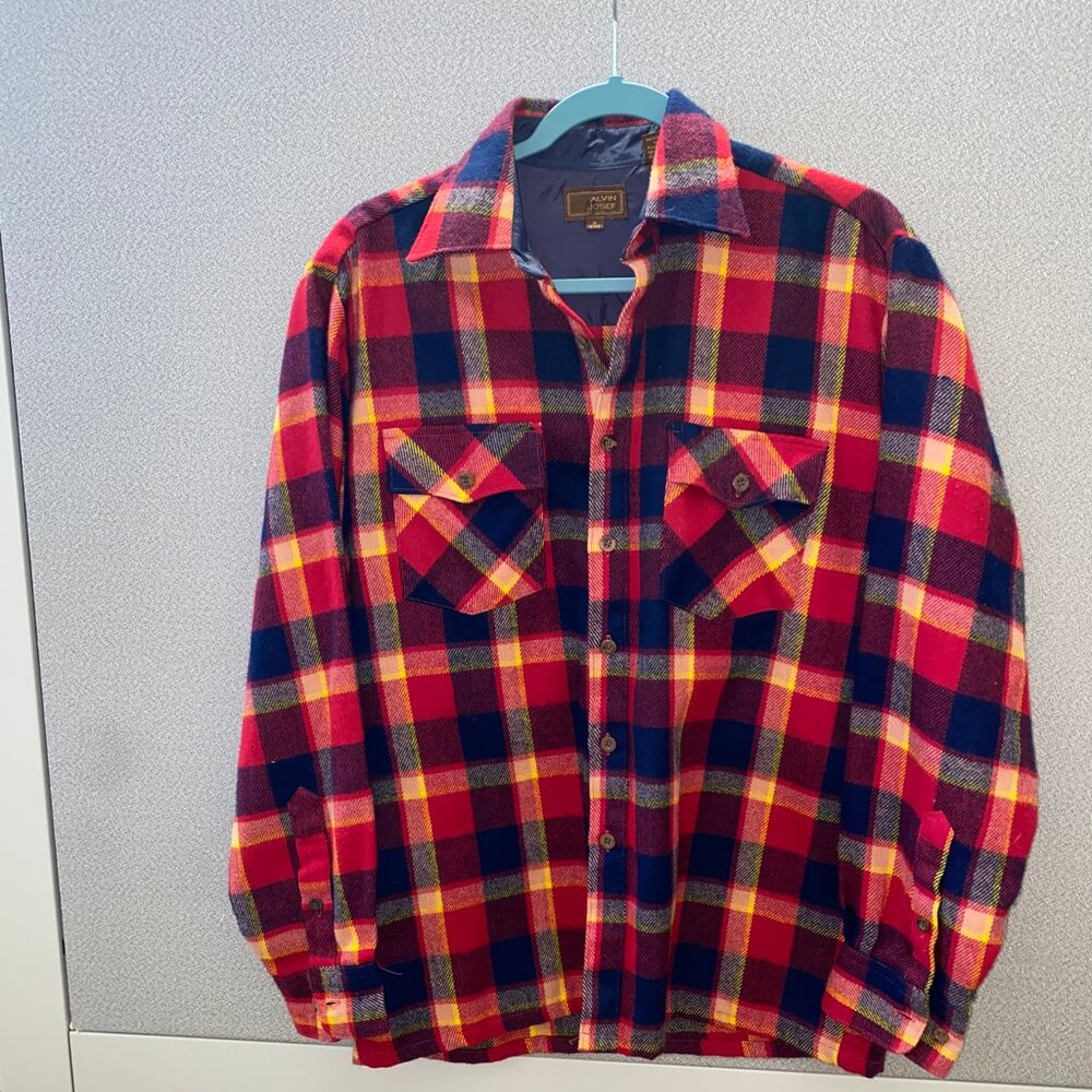 Alvin Josef Red Plaid Men's Medium Flannel Hipster Shirt Vintage